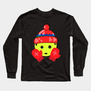 Cute Pickleball Red Christmas Winter Mittens and Hat Long Sleeve T-Shirt